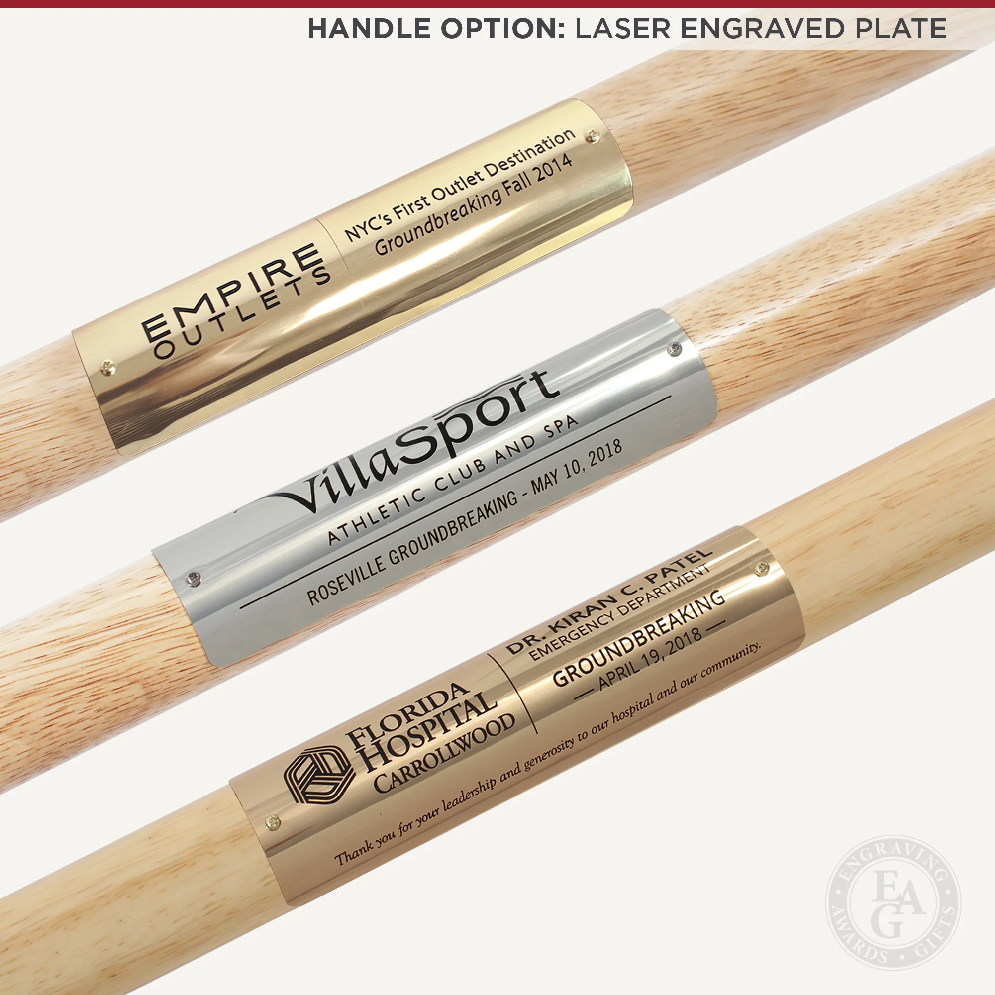 Groundbreaking Ceremonial Shovel Kit - Gold Finish Long Handle - Image 6