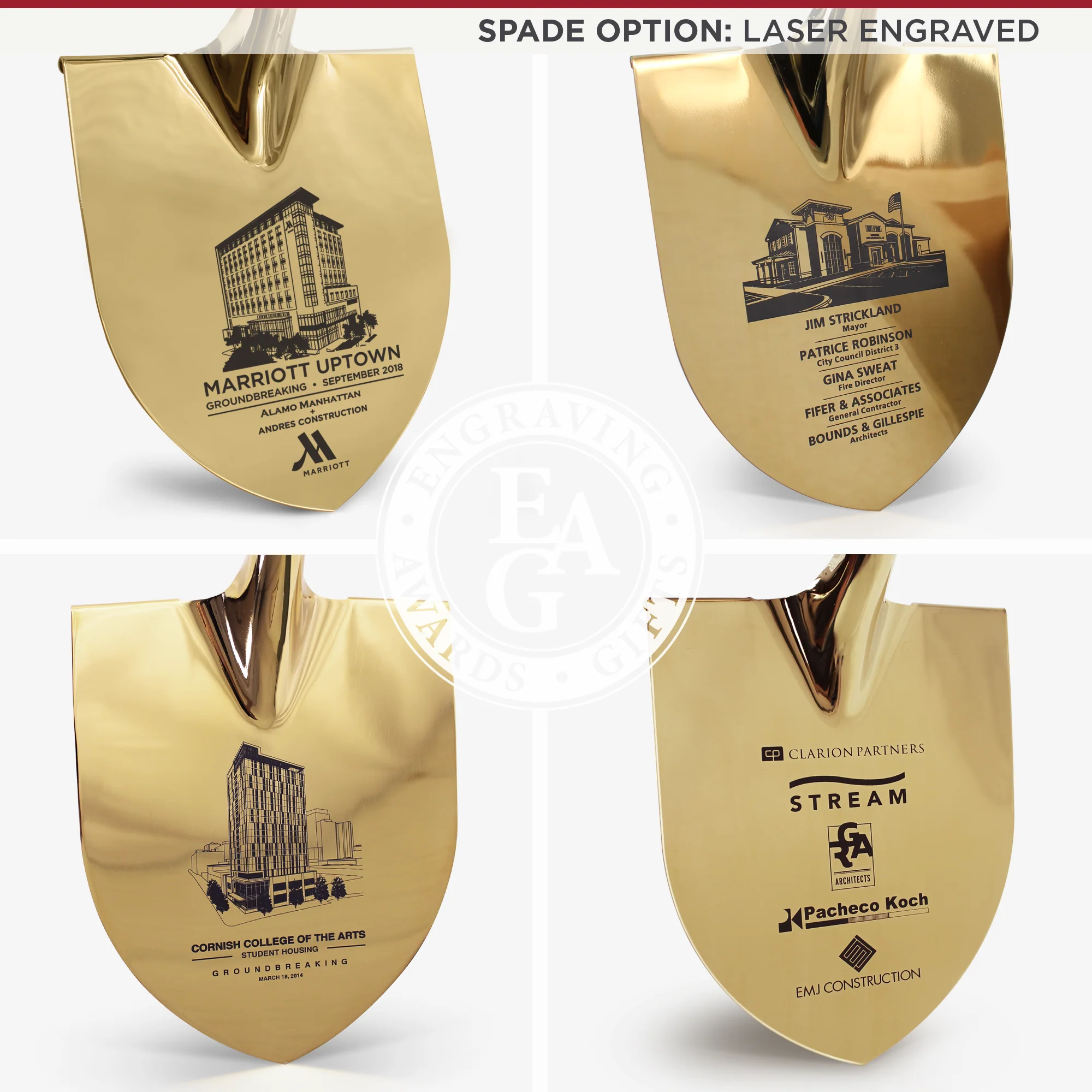 Groundbreaking Ceremonial Shovel Kit - Specialty Gold Plated D-Handle - Image 6