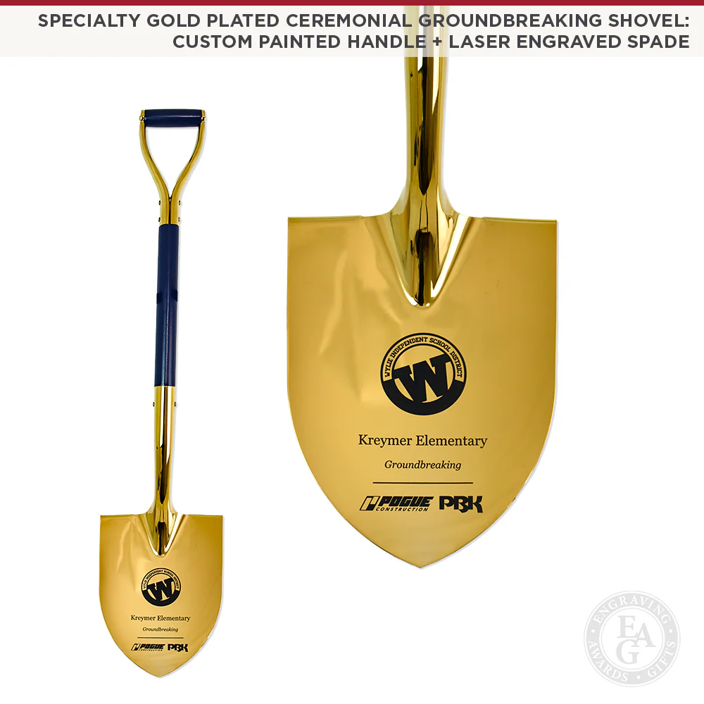 Groundbreaking Ceremonial Shovel Kit - Specialty Gold Plated D-Handle - Image 7