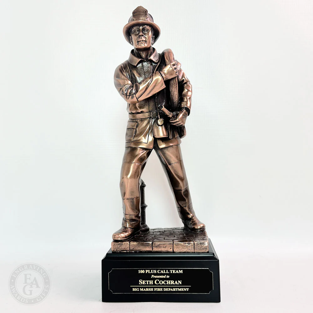 12'' Resin Male Firefighter Figurine - Image 3