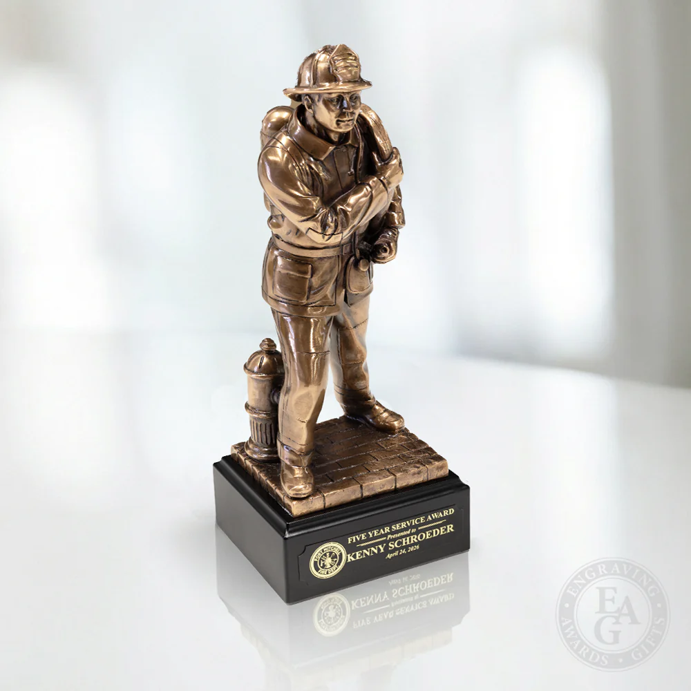 12'' Resin Male Firefighter Figurine - Image 4