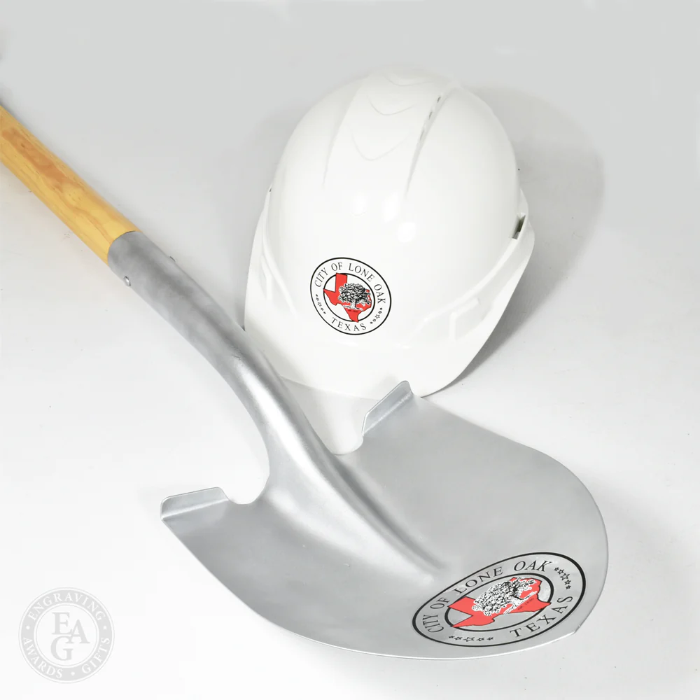 Silver Painted Ceremonial Groundbreaking Shovel - Black Handle - Image 6