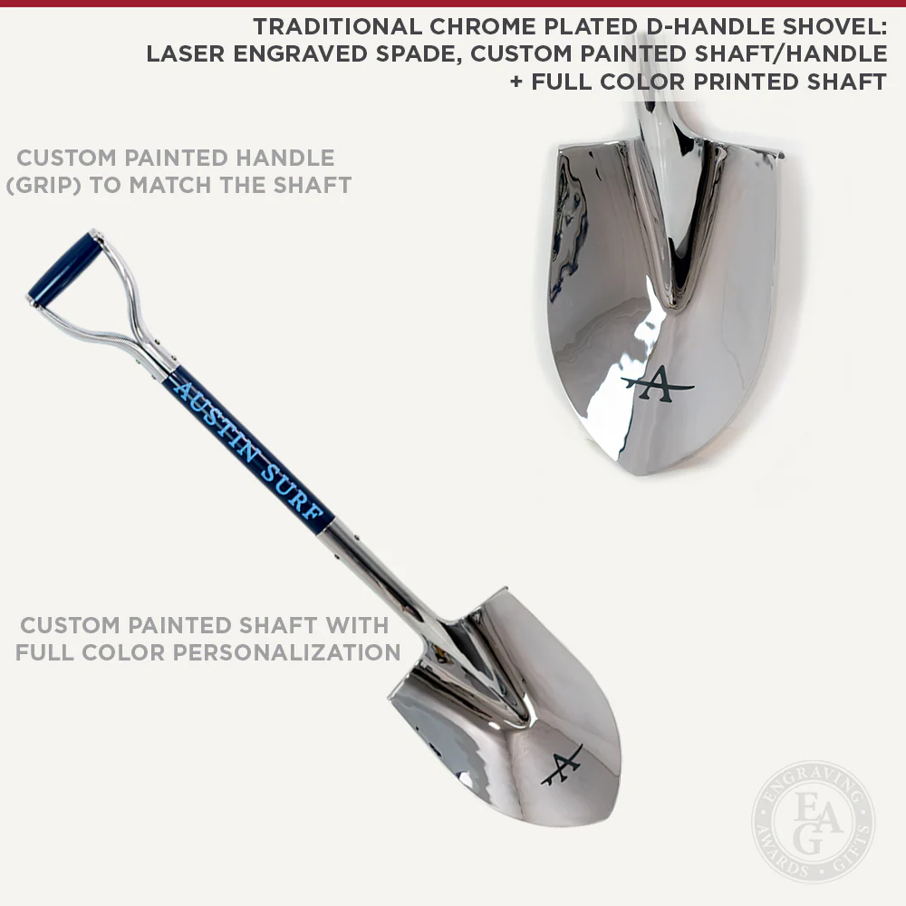 Traditional Chrome Plated Ceremonial Groundbreaking Shovel - D-Handle - Image 21