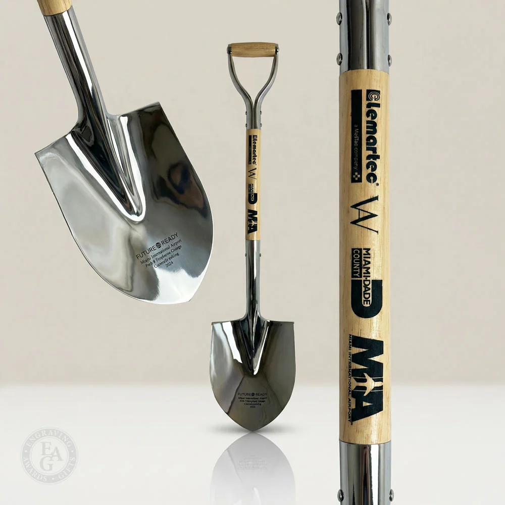 Traditional Chrome Plated Ceremonial Groundbreaking Shovel - D-Handle - Image 55