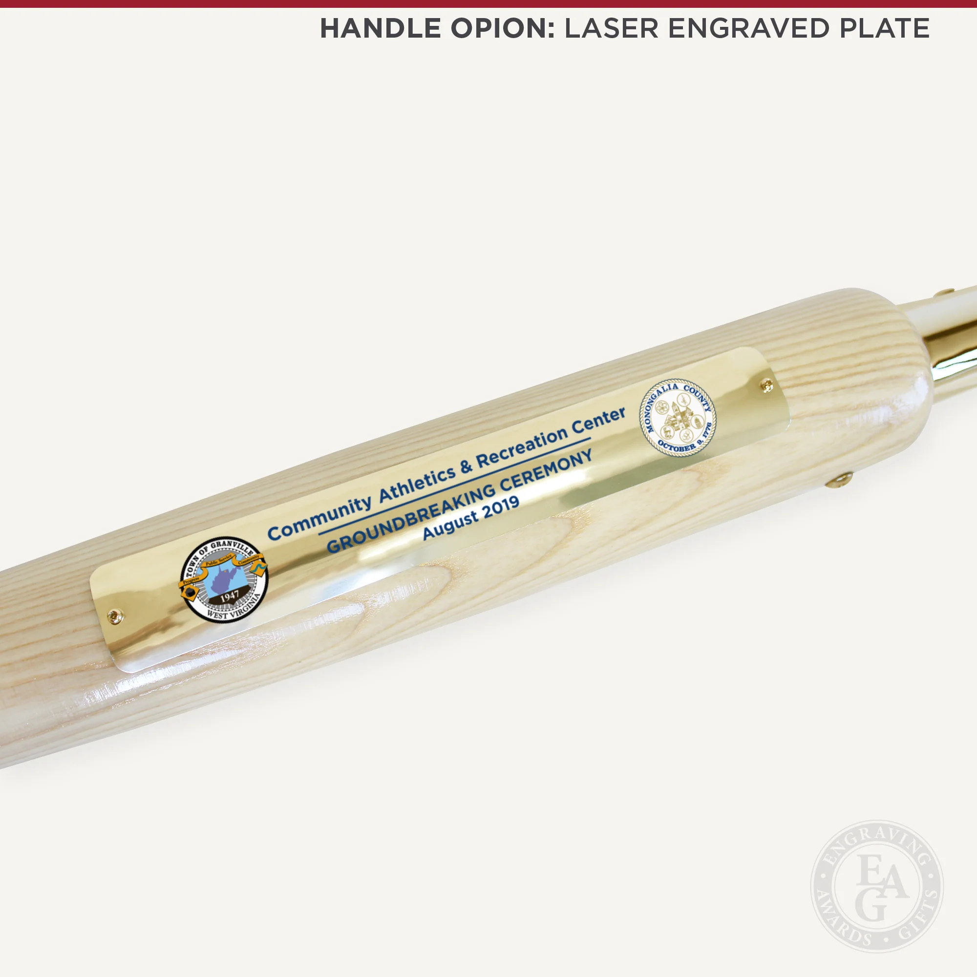 Traditional Gold Plated Ceremonial Groundbreaking Shovel - Baseball Bat Handle - Image 7