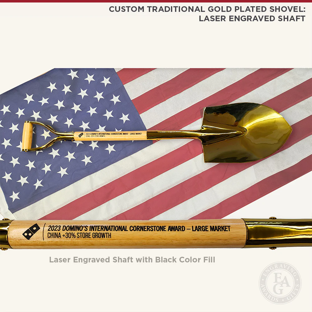 Traditional Gold Plated Ceremonial Groundbreaking Shovel - D-Handle - Image 21