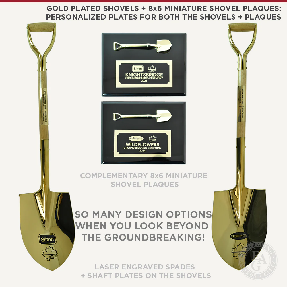 Traditional Gold Plated Ceremonial Groundbreaking Shovel - D-Handle - Image 25