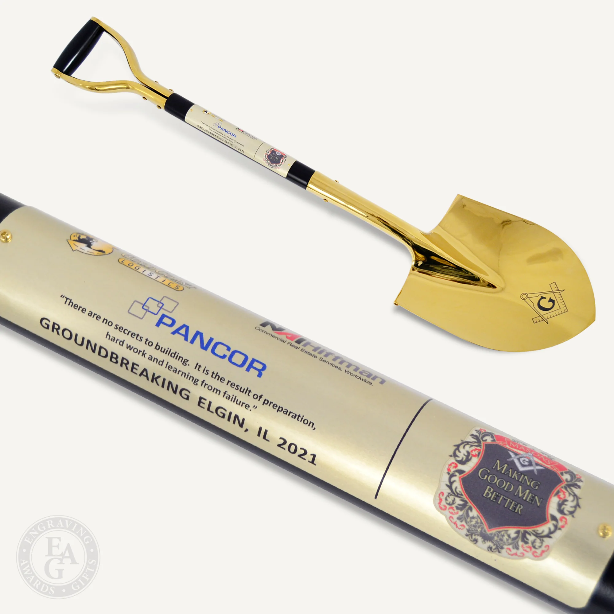 Traditional Gold Plated Ceremonial Groundbreaking Shovel - D-Handle - Image 40
