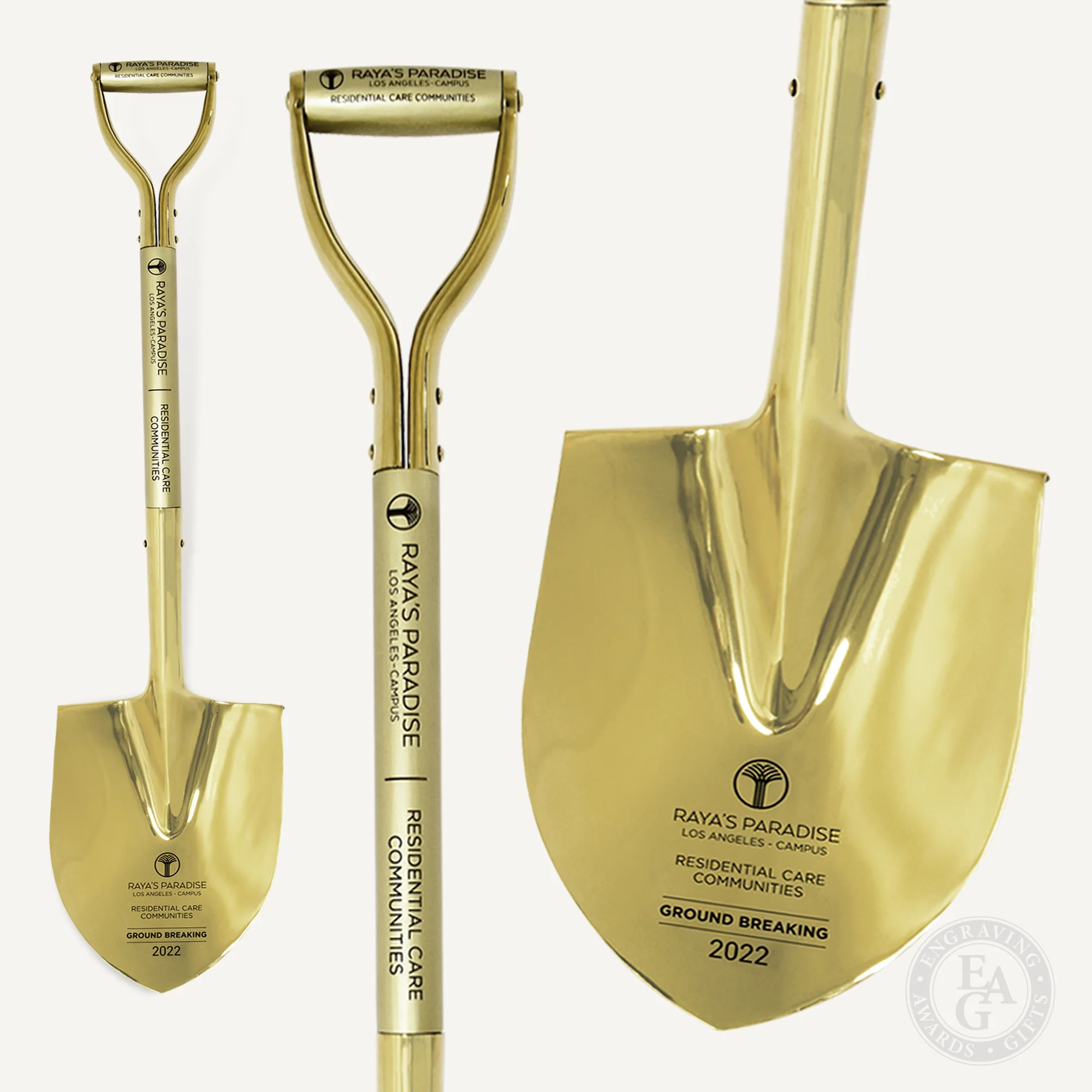 Traditional Gold Plated Ceremonial Groundbreaking Shovel - D-Handle - Image 41