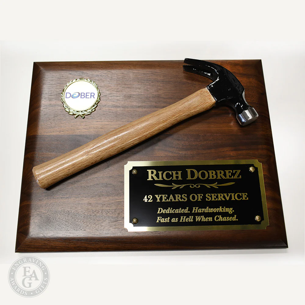 Walnut Plaque with Unplated Hammer - Image 4