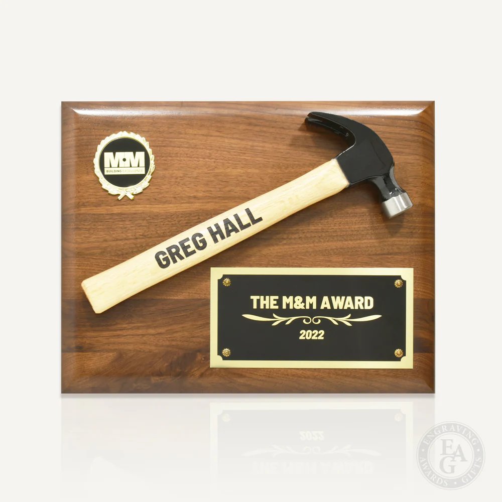Walnut Plaque with Unplated Hammer - Image 5